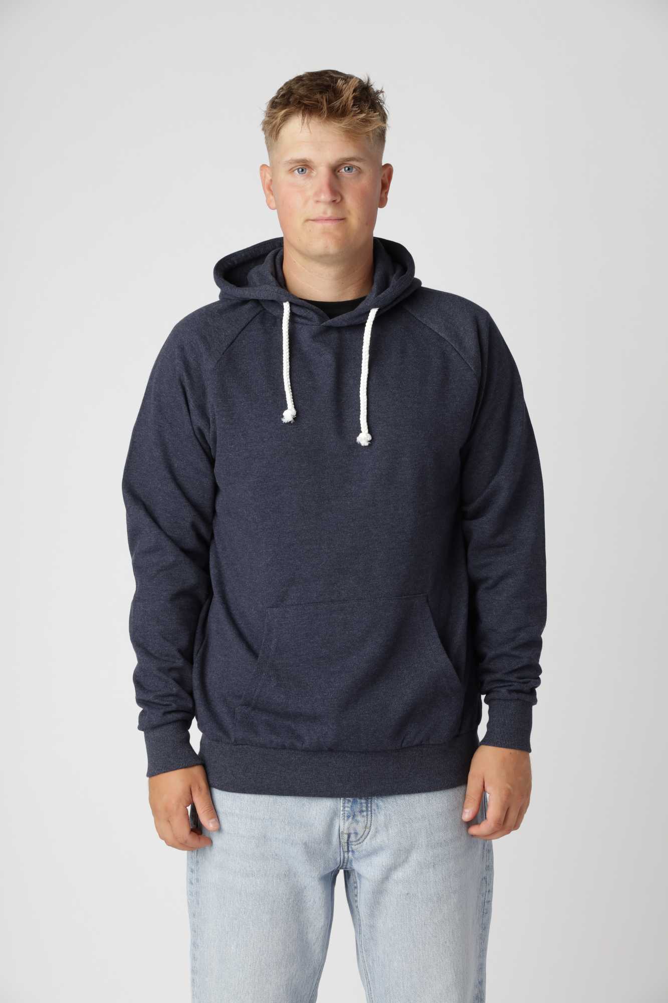 Basic Hoodie Meleret Blå Xs