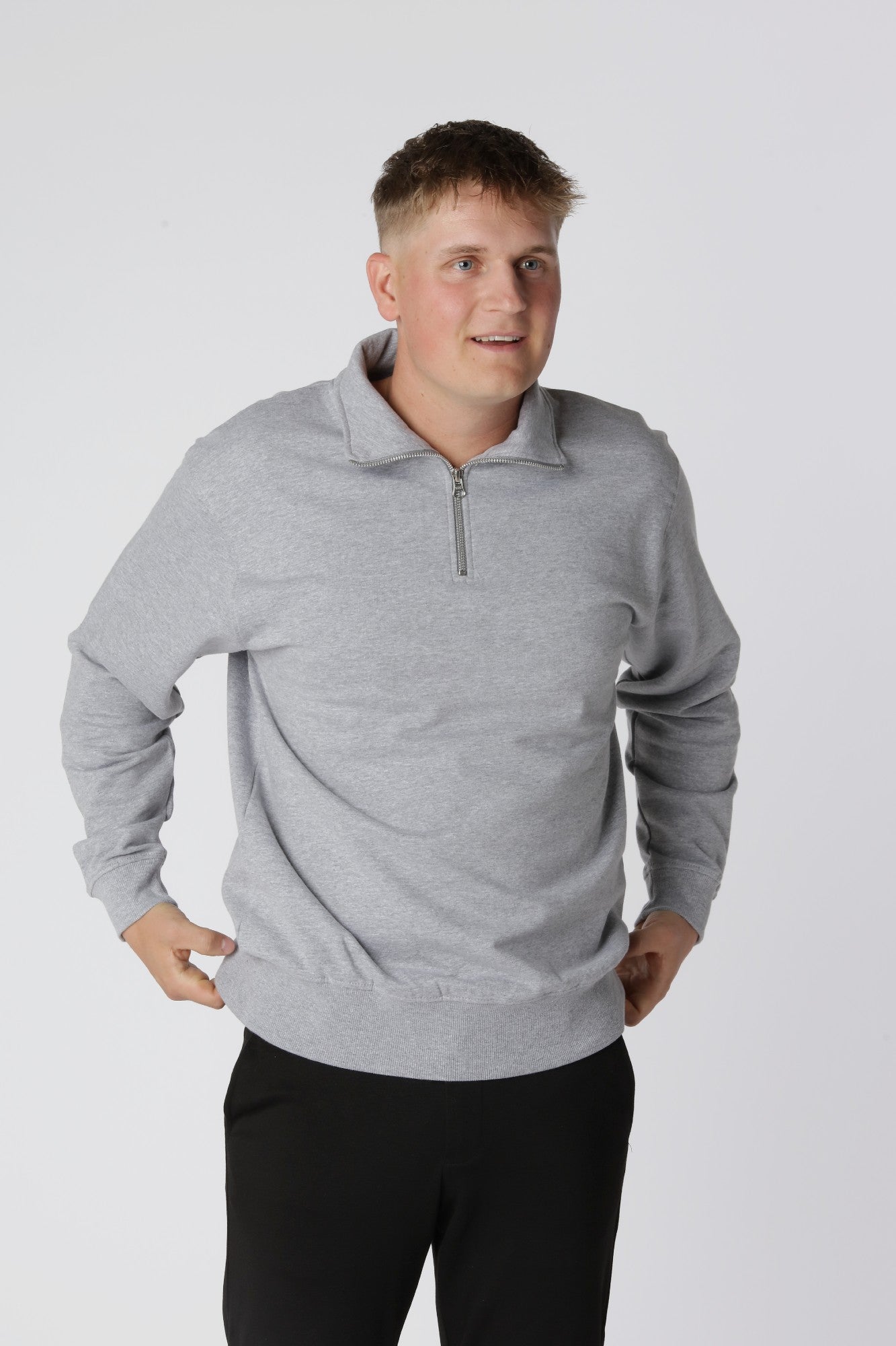 Essential Half Zip Oxford Grey