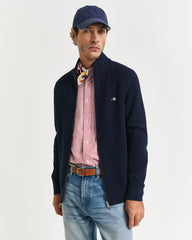 Zipped Textured Cotton Cardigan