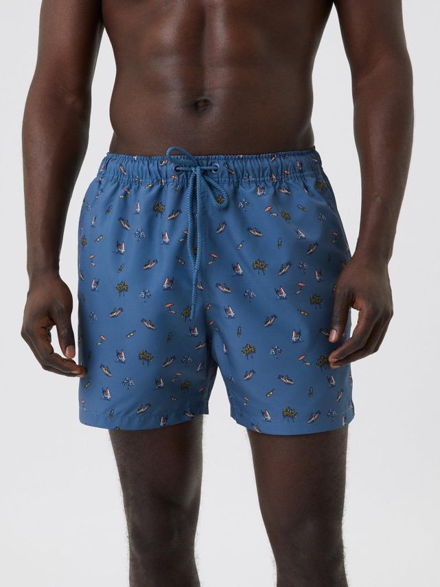 Borg Print Swim Shorts  Bb Sticky Leaves Big
