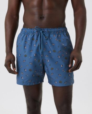 Borg Print Swim Shorts  Bb Sticky Leaves Big