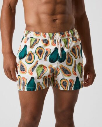 Borg Print Swim Shorts  Bb Wide Stripe