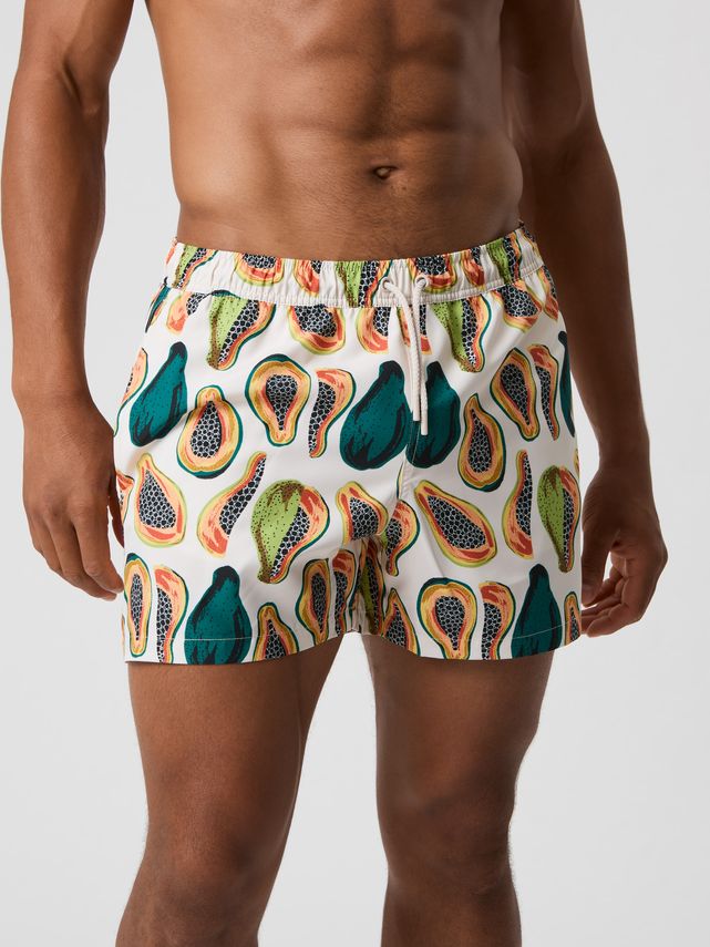 Borg Print Swim Shorts  Bb Wide Stripe