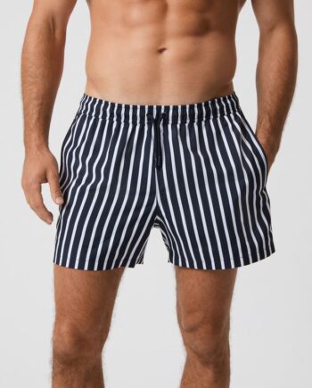 Borg Print Swim Shorts  Bb Wide Stripe
