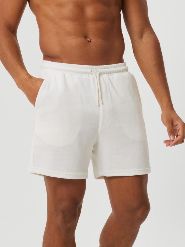 Borg Toweling Pool Shorts  Egret