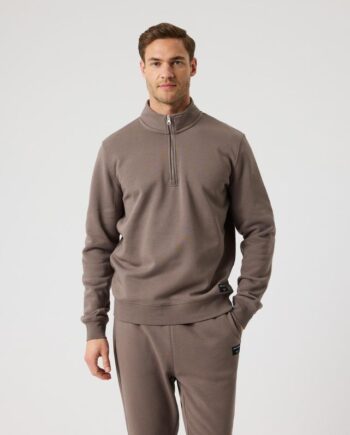 Centre Half Zip  Light Grey Melange