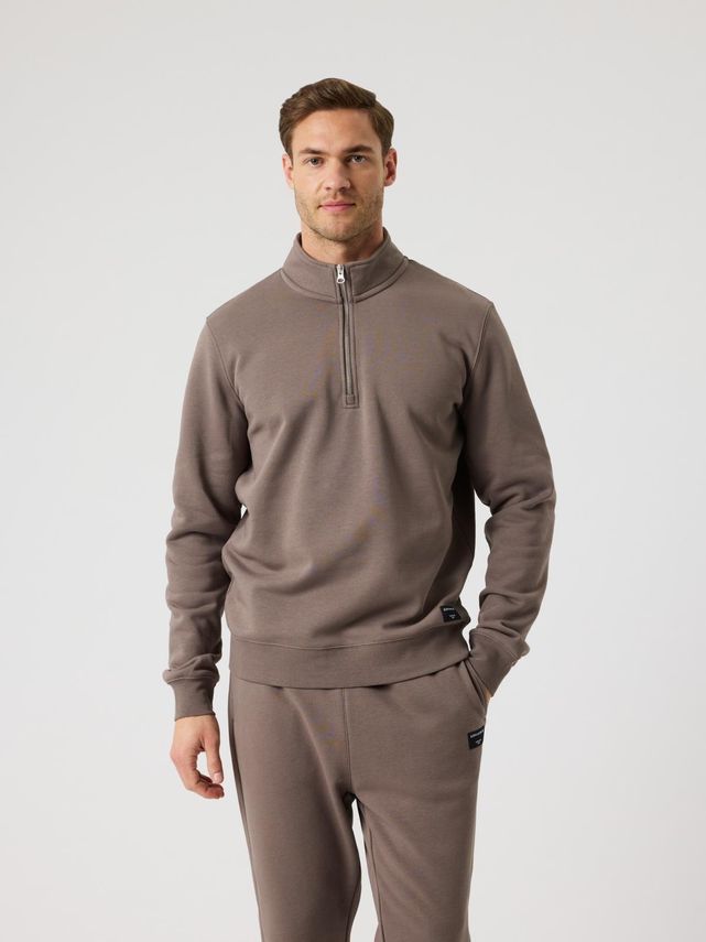 Centre Half Zip Light Grey Melange