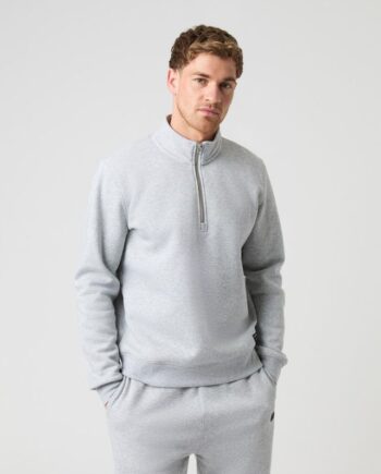 Centre Half Zip  Light Grey Melange