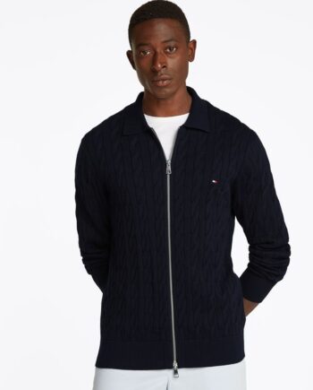 Classic Cable Polo Zip Through