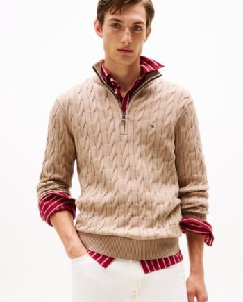 Classic Cotton Cable Zip Mock