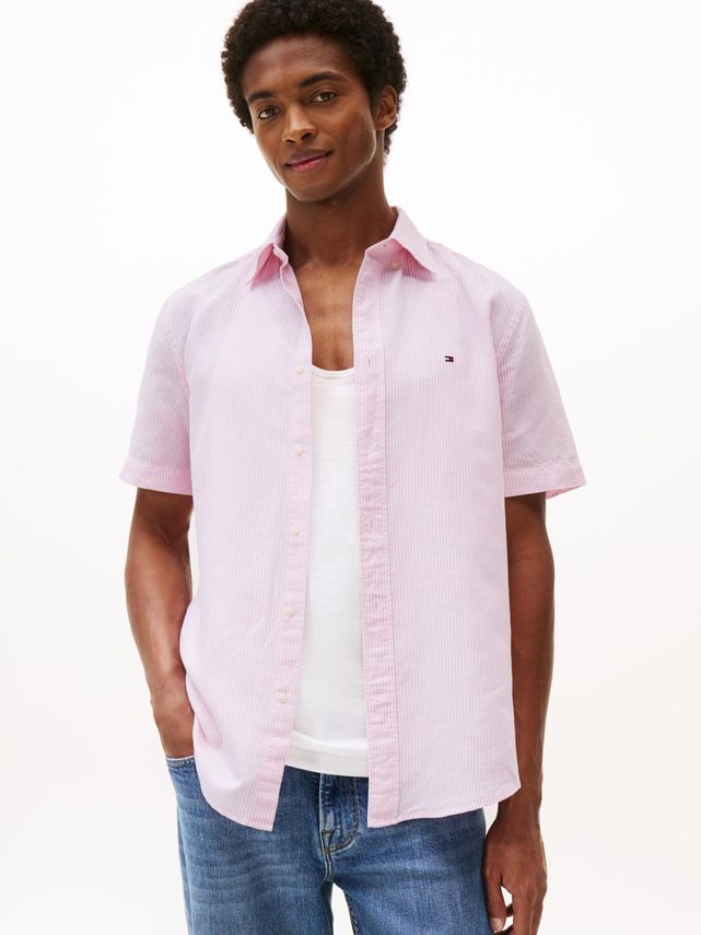 Cotton Linen Ess Stp Rf Ss Shirt