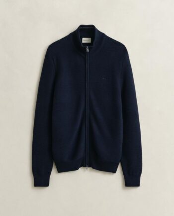 Cotton Texture Zipped Cardigan