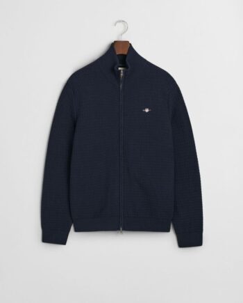 Cotton Textured Zip Cardigan