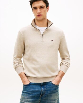 Essential Cotton Zip Mock