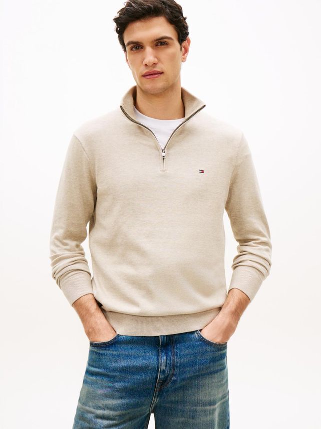 Essential Cotton Zip Mock