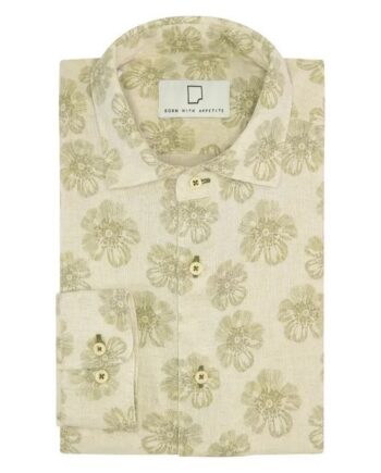 Flower Print Linen Shirt