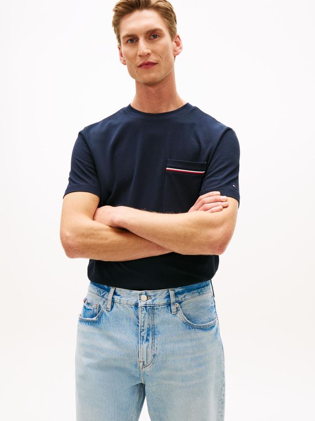 Global Stripe Pique Pocket Tee