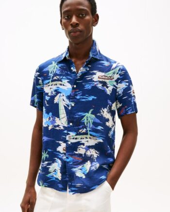 Linen Vacation Print Ss Rf Shirt