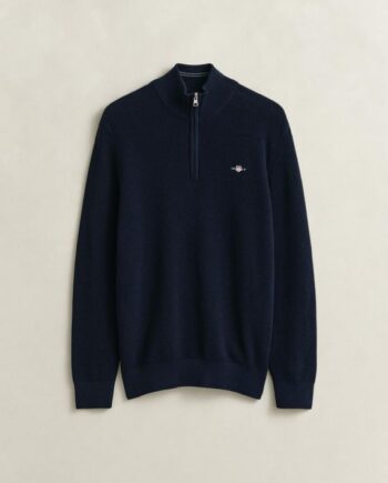 Micro Textured Cotton Half Zip