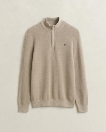 Micro Textured Cotton Half Zip