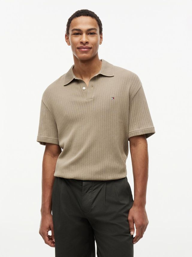 Open Knit Relaxed Fit Polo