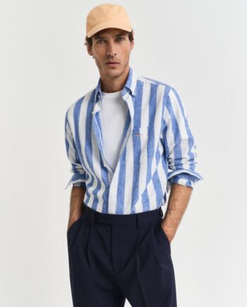 Reg Cotton Linen Bold Stripe Shirt