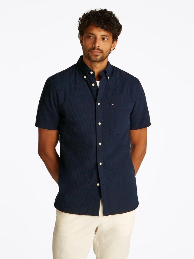 Seersucker Solid Ss Rf Shirt