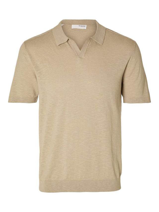 Slhberg Linen Ss Knit Open Polo