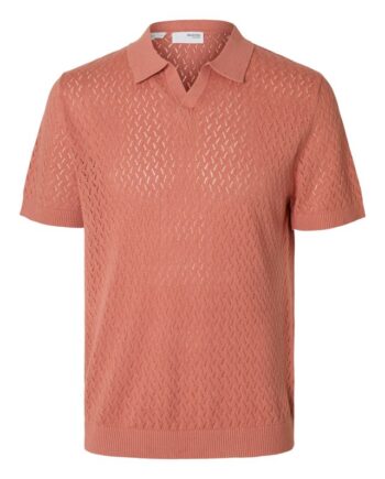 Slhlino Ss Knit Crochet Open Polo