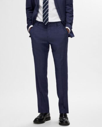 Slhslim-neil Dark Blue Check Trs No