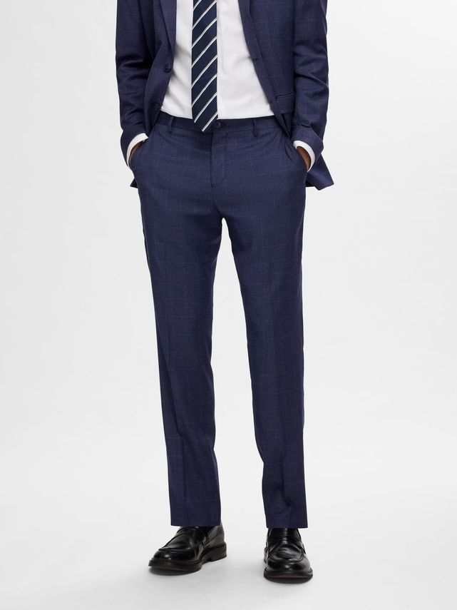 Slhslim-neil Dark Blue Check Trs No