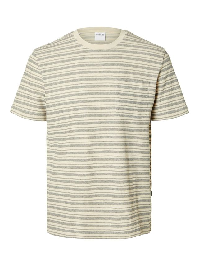 Slhsune Stripe Pocket Ss  -neck Tee