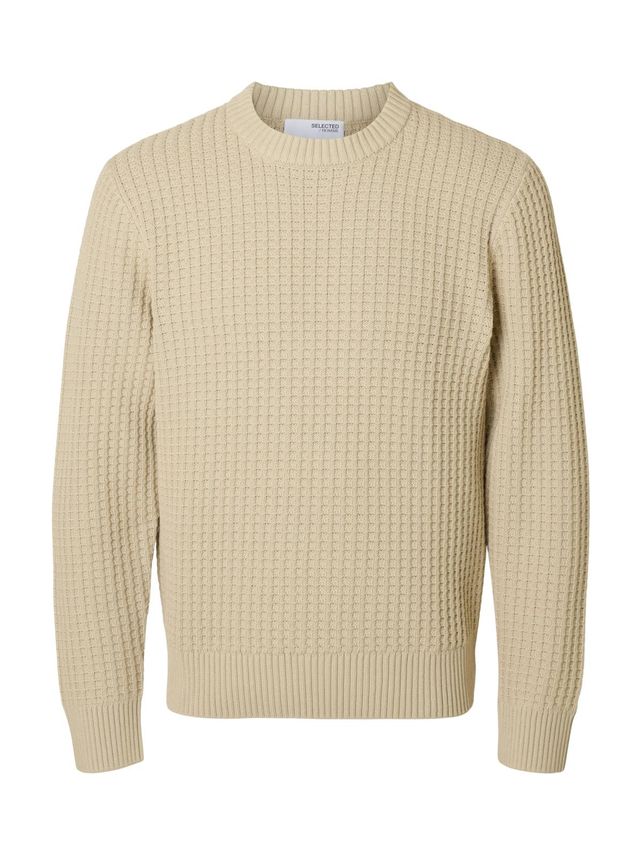 Slhtom Ls Knit Structure Crew Neck