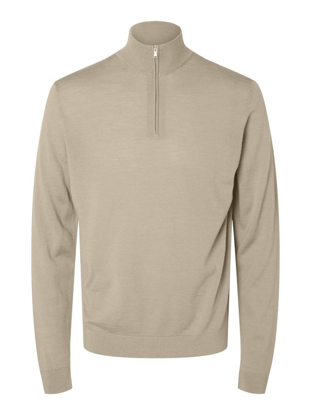 Slhtray Ls Knit Merino Half Zip Noo