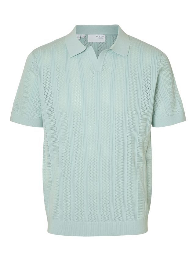 Slhwells Ss Knit Crochet Open Polo