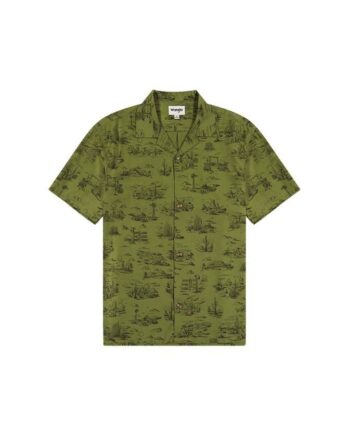 Ss Resort Shirt Olive Scenic
