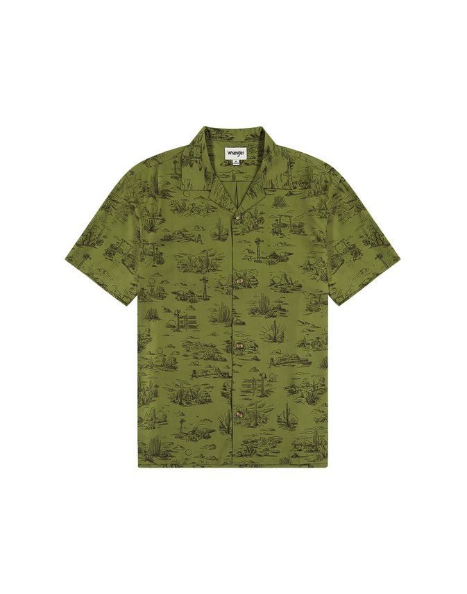 Ss Resort Shirt Olive Scenic