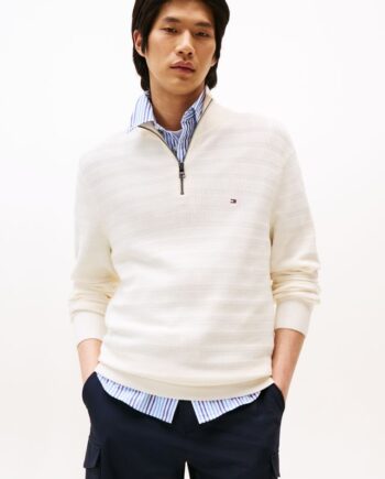 Stripe Structure Zip Mock