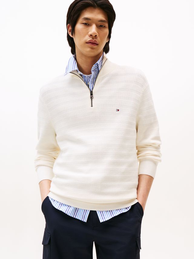 Stripe Structure Zip Mock