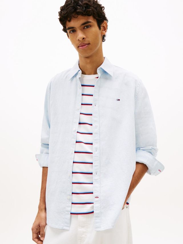Tjm Reg Linen Blend Shirt Ext