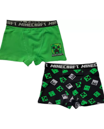 Minecraft Boxershorts Til Børn   Styk Grøn Sort
