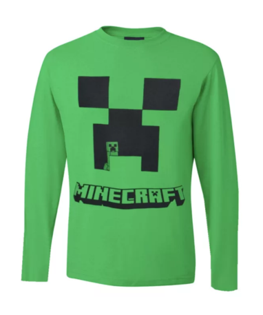 Minecraft Creeper Langærmet  -shirt  -12 år Logo
