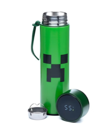 Minecraft Creeper Termoflaske   Rustfrit Stål Med Termometer