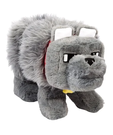 Minecraft Grå Ulv Bamse 20 Cm Med Lyd