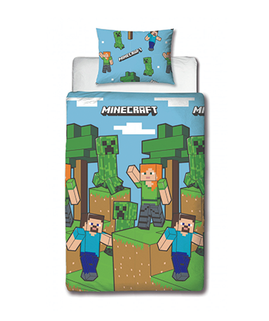 Minecraft Sengetøj Scene Blå