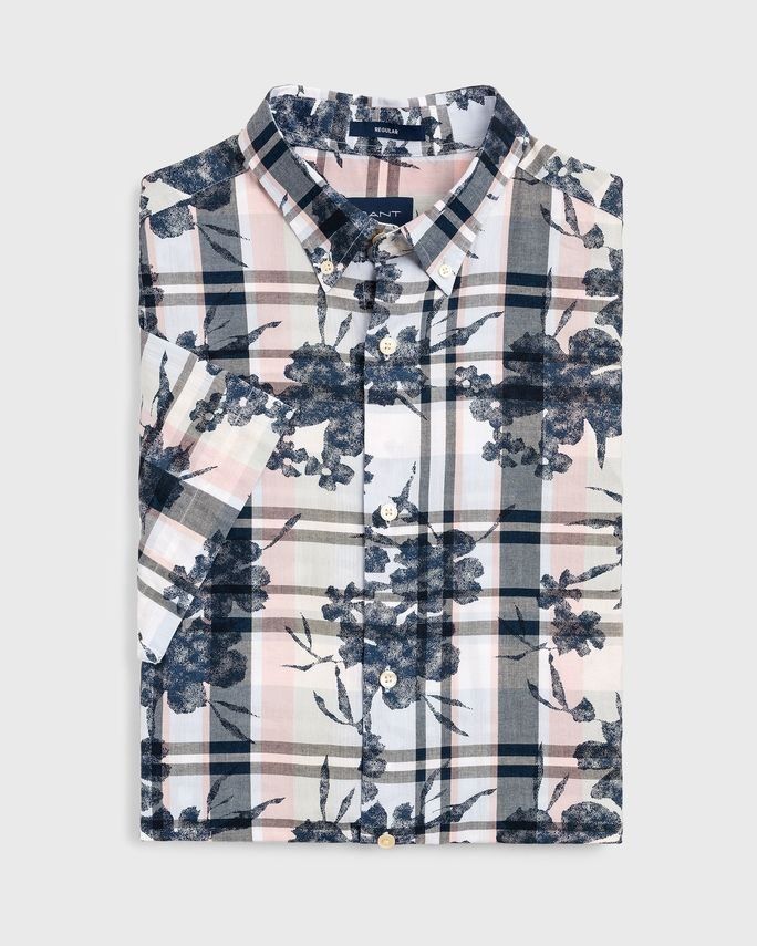 O2  Printed Indigo Plaid Reg
