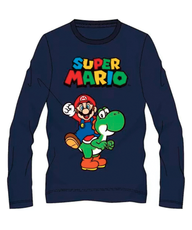 Super Mario Blå Langærmet  -shirt   -10år
