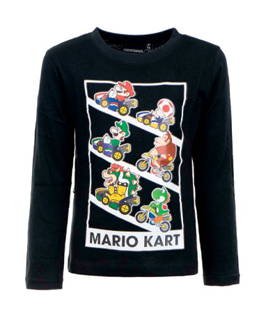 Super Mario Sort  -shirt Mario Kart   -  år